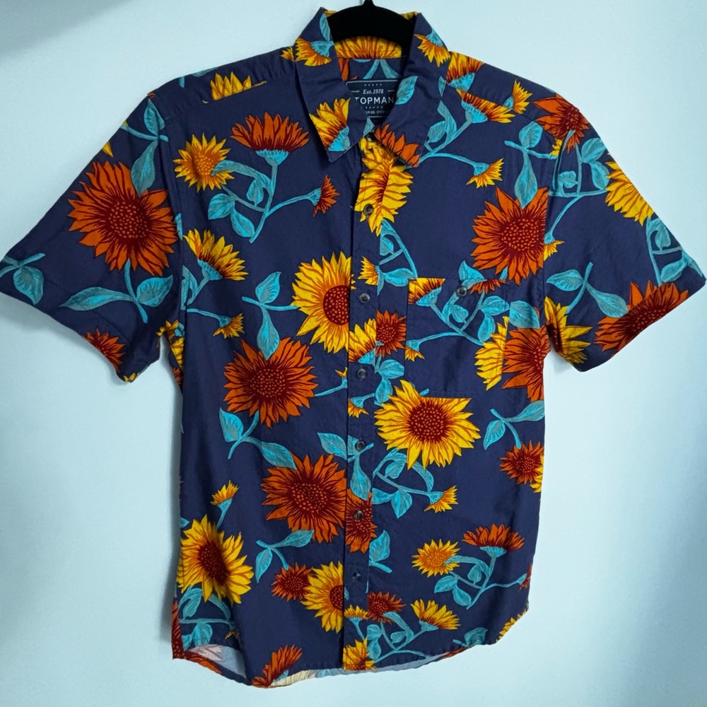 Topman sunflower button up sz XS